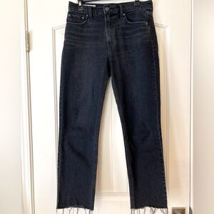 GAP jeans, cheeky straight cut w/ sky high waist. Light black color.